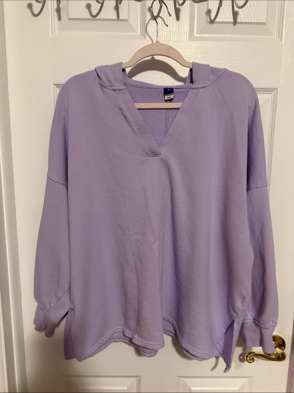 Old Navy Lavender V-Neck Hoodie Top - Women Size XL